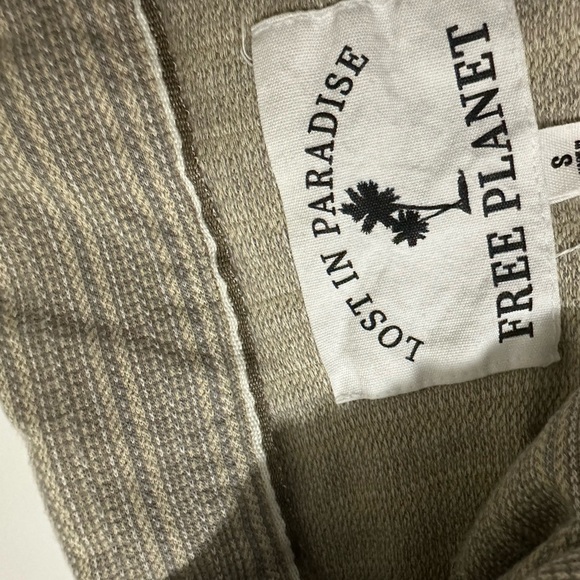 Free Planet Men's Striped Tan Shirt - Picture 4 of 4